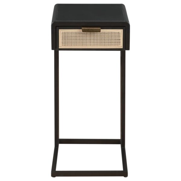 Amherst 1-drawer Radio Weave Cane Metal Side Table Black