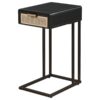 Amherst 1-drawer Radio Weave Cane Metal Side Table Black