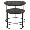 Loannis 2-piece Round Mango Wood Nesting Table Matte Black