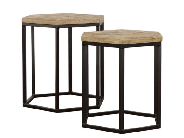 Adger 2-piece Hexagonal Nesting Tables Natural and Black