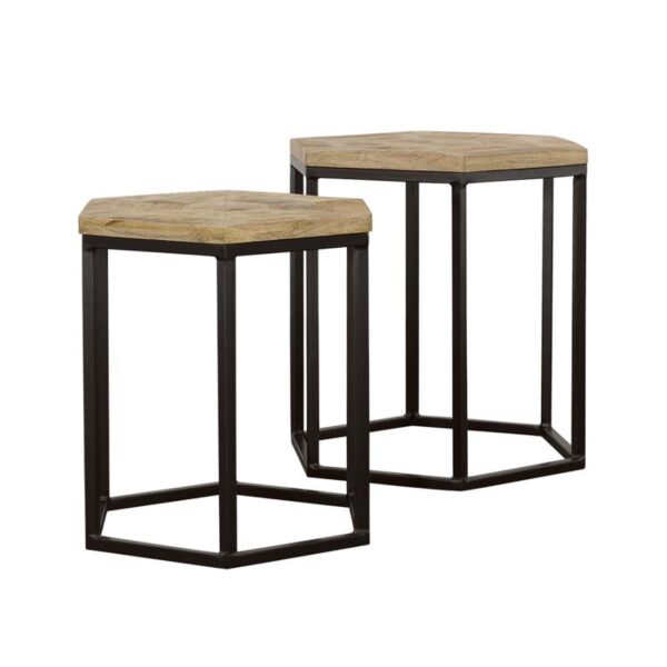 Adger 2-piece Hexagonal Nesting Tables Natural and Black