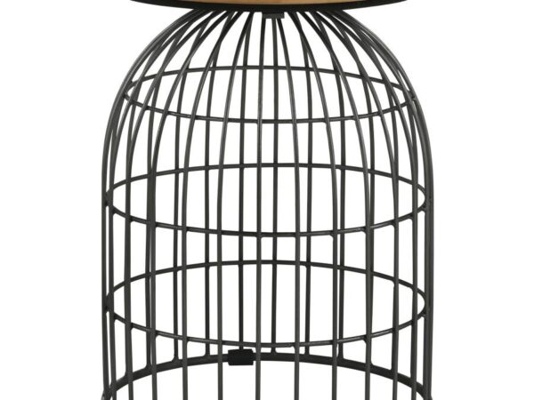 Bernardo Round Wire Frame Side Table Natural and Gunmetal