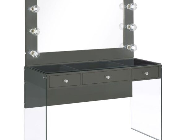 Afshan 3-drawer Vanity Set with Lighting Grey High Gloss