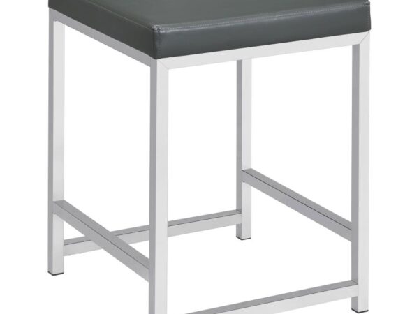 Afshan Upholstered Square Padded Vanity Stool Chrome