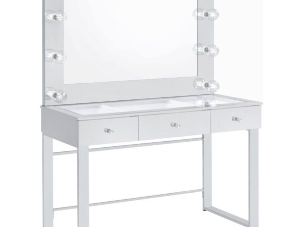 Umbridge 3-drawer Vanity Set with Lighting Chrome and White