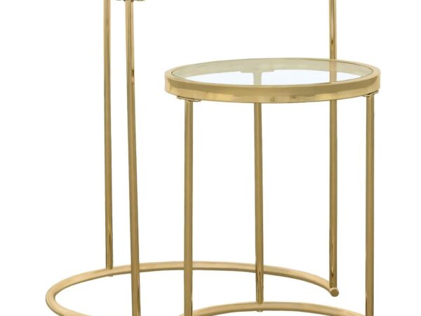 Maylin 2-piece Round Glass Top Nesting Table Set Gold
