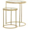 Maylin 2-piece Round Glass Top Nesting Table Set Gold