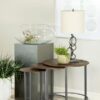 Deja 3-piece Round Nesting Table Set Natural and Gunmetal