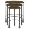 Deja 3-piece Round Nesting Table Set Natural and Gunmetal