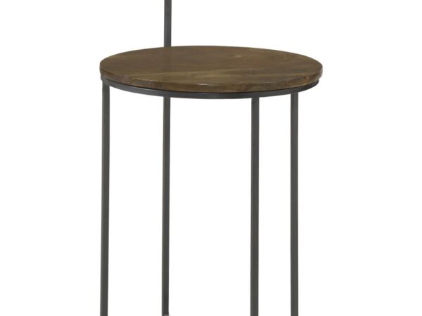 Yael Round Mango Wood Accent Side Table Natural and Gunmetal