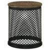 Aurora Round Drum Base Accent Side Table Natural and Black
