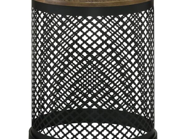 Aurora Round Drum Base Accent Side Table Natural and Black