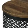 Aurora Round Drum Base Accent Side Table Natural and Black