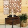 Ondrej Square Accent Side Table Removable Tray Dark Brown