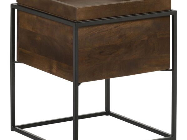 Ondrej Square Accent Side Table Removable Tray Dark Brown