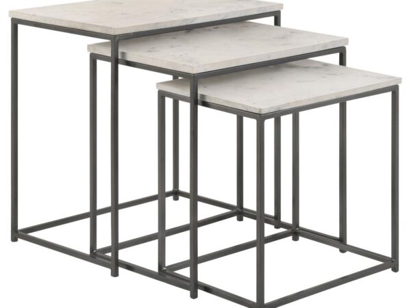 Medora 3-piece Marble Top Nesting Table Set White
