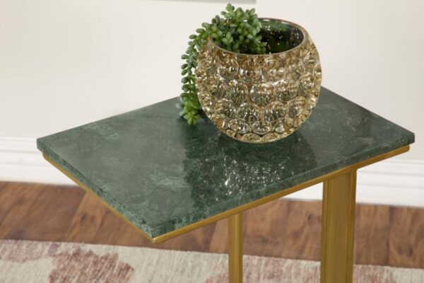 Vicente Marble Top C-Shaped Sofa Side Table Green