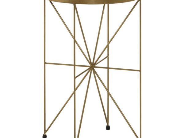 Eliska Round Green Marble Top Accent Side Table Antique Gold