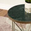 Eliska Round Green Marble Top Accent Side Table Antique Gold