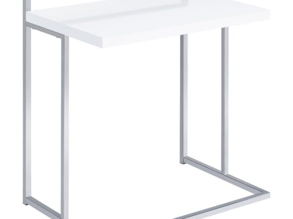 Dani Rectangular C-Shaped Sofa Side Table White High Gloss