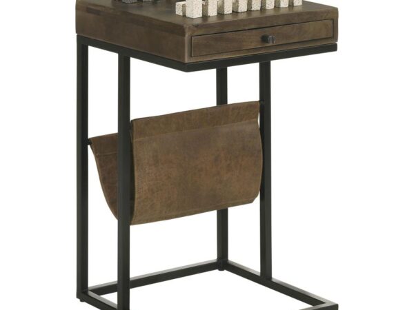Chessie 1-drawer Side Table With Leatherette Sling Tobacco