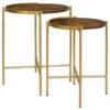 Malka 2-piece Round Wood Nesting Table Dark Brown and Gold