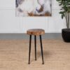 Keith Round Solid Tree Trunk Side Table Natural and Black