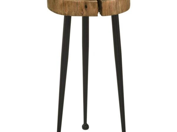 Keith Round Solid Tree Trunk Side Table Natural and Black