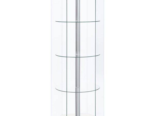 Zahavah 4-shelf Hexagonal Clear Glass Curio Cabinet White