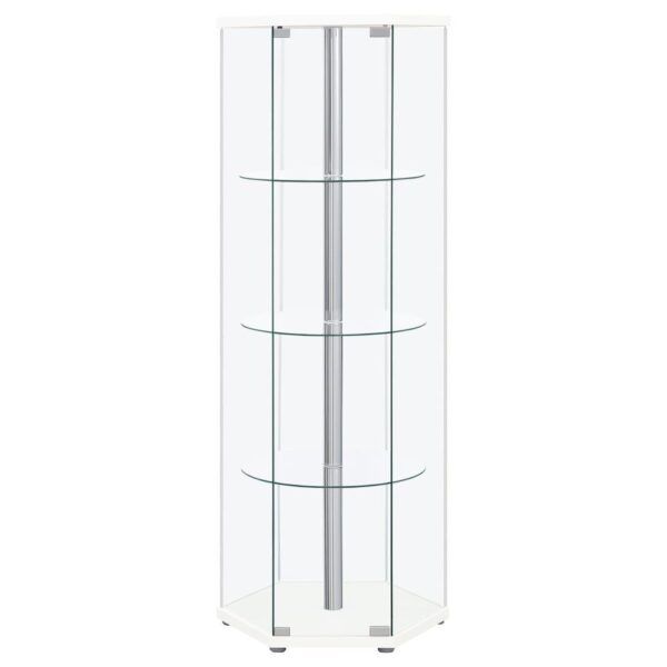 Zahavah 4-shelf Hexagonal Clear Glass Curio Cabinet White