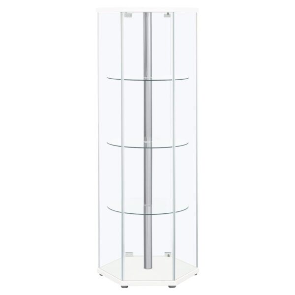 Zahavah 4-shelf Hexagonal Clear Glass Curio Cabinet White