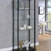 Delphinium 5-shelf Clear Glass Curio Display Cabinet Black