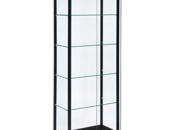 Delphinium 5-shelf Clear Glass Curio Display Cabinet Black