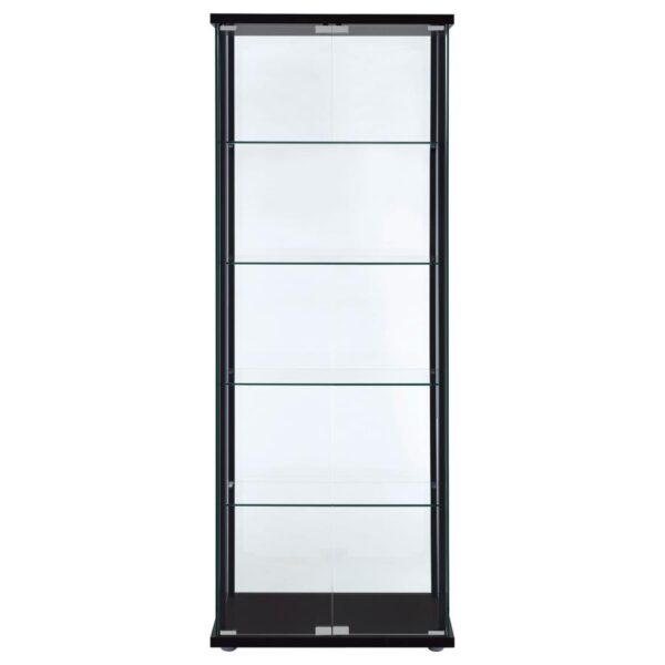 Delphinium 5-shelf Clear Glass Curio Display Cabinet Black