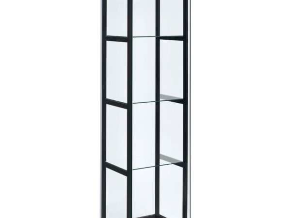 Cyclamen 4-shelf Clear Glass Curio Display Cabinet Black