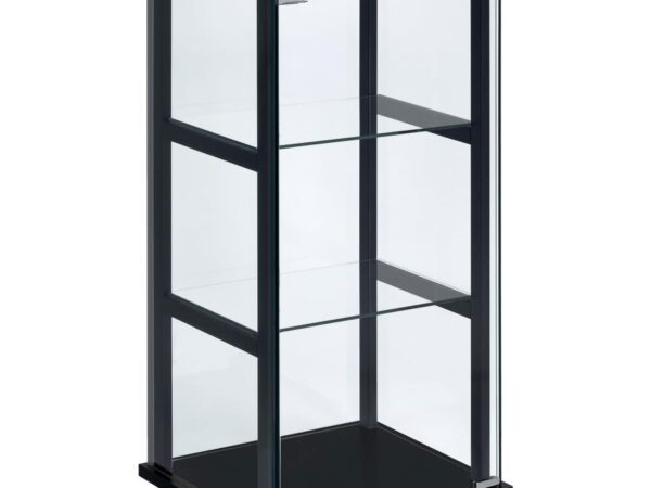 Cyclamen 3-shelf Clear Glass Curio Display Cabinet Black