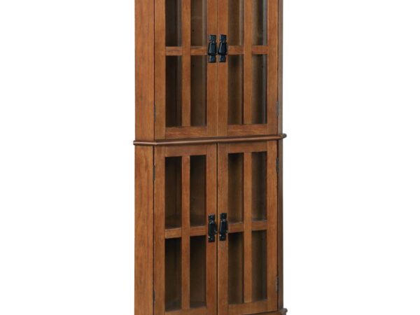 Coreosis 4-door Wood Corner Curio Cabinet Golden Brown