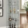 Zahavah 4-shelf Hexagonal Clear Glass Curio Cabinet Black