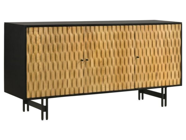 Aminah 3-door Wood Accent Cabinet Natural and Black