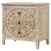 Mariska 3-drawer Wood Mandala Cabinet Distressed White