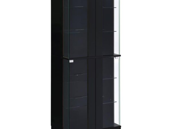 Cabra 4-door LED Curio Display Cabinet Black High Gloss