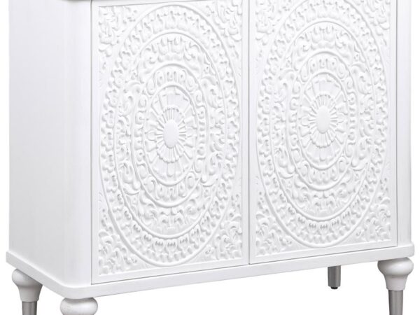 Cardella 2-door Mandala Accent Cabinet Distressed White