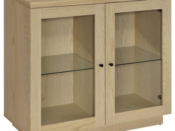 Tilbury 2-door Glass Front Accent Display Cabinet Light Oak