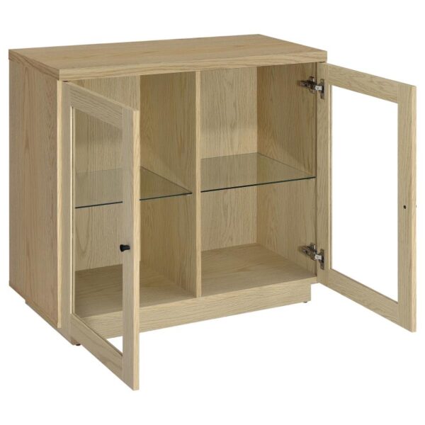 Tilbury 2-door Glass Front Accent Display Cabinet Light Oak