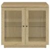 Tilbury 2-door Glass Front Accent Display Cabinet Light Oak
