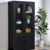 Riva 4-door Tall Accent Display Cabinet LED Lighting Black