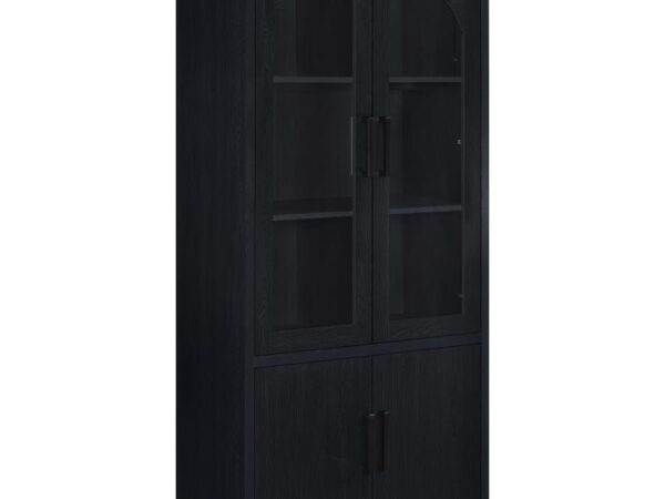 Riva 4-door Tall Accent Display Cabinet LED Lighting Black