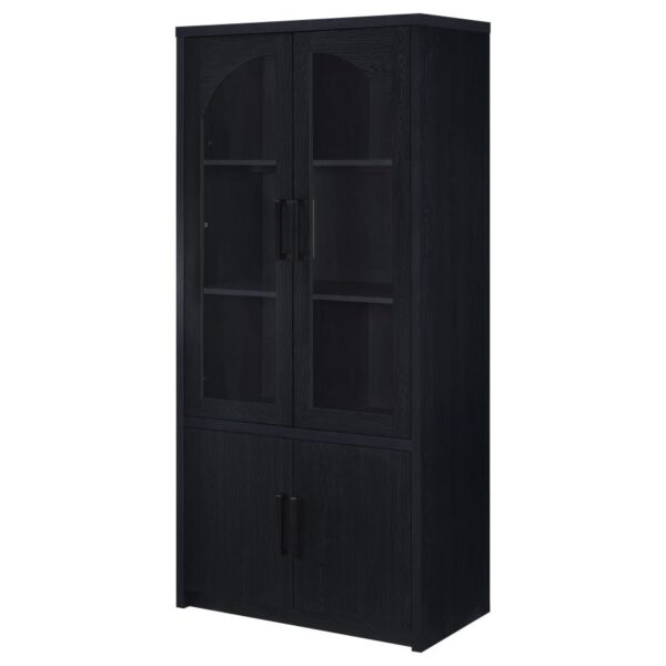 Riva 4-door Tall Accent Display Cabinet LED Lighting Black