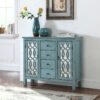 Rue 4-drawer Wood Trellis Accent Storage Cabinet Blue