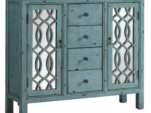 Rue 4-drawer Wood Trellis Accent Storage Cabinet Blue